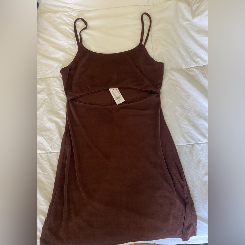 Pacsun - La Hearts Brown Spaghetti Strap Slip Dress